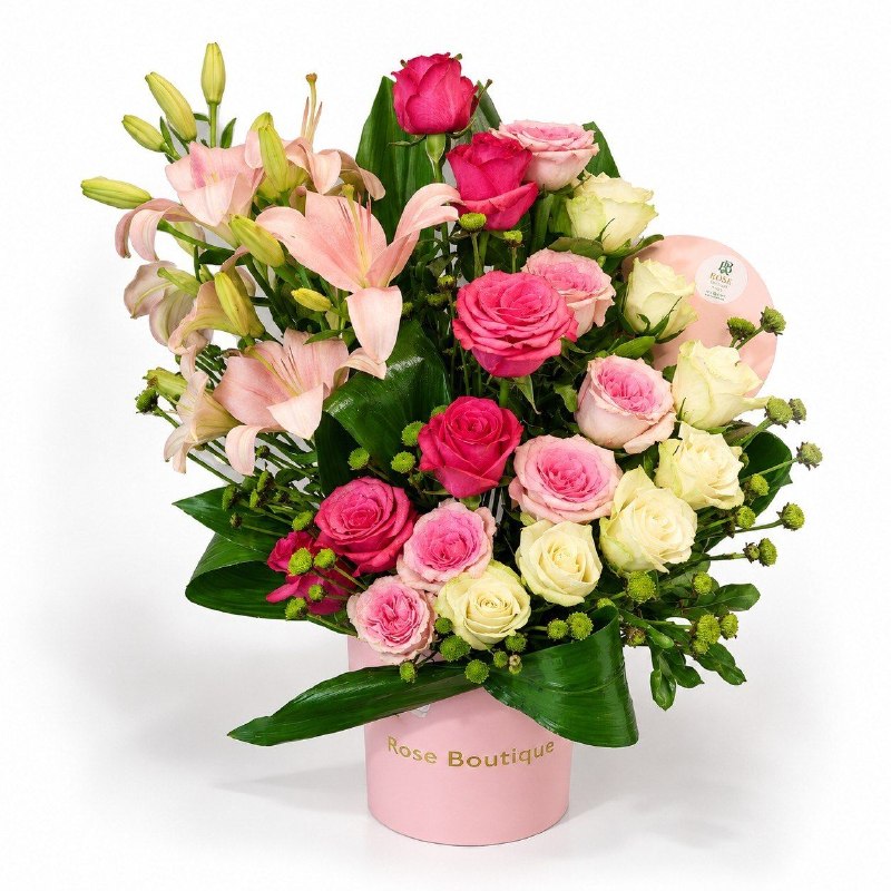 Pink Lily Garden Round Box