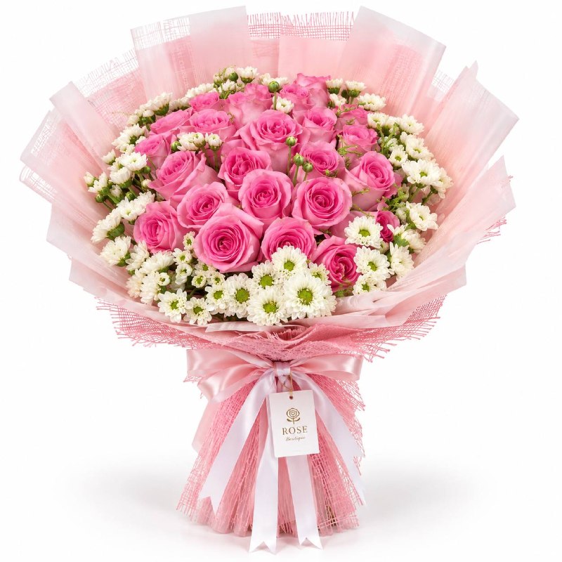 Pink Rose & Chrysanthemum Bouquet
